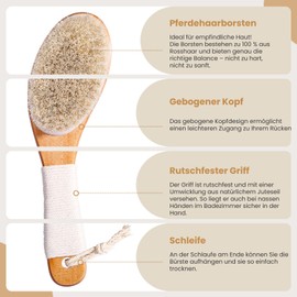 Körperbürsten-Set aus Rosshaar zum Trockenbürsten für die Lymphdrainage – Trockenbürste + Körpermassage-Werkzeuge aus Holz. Gua Sha-Stick, Maderotherapie-Set, Anti-Cellulite und Körperentgiftung.