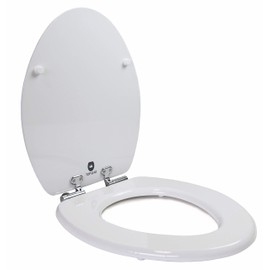 TOPSEAT 6TSUE9999SL 000 Elongated Toilet Seat with Metal Hinges, White