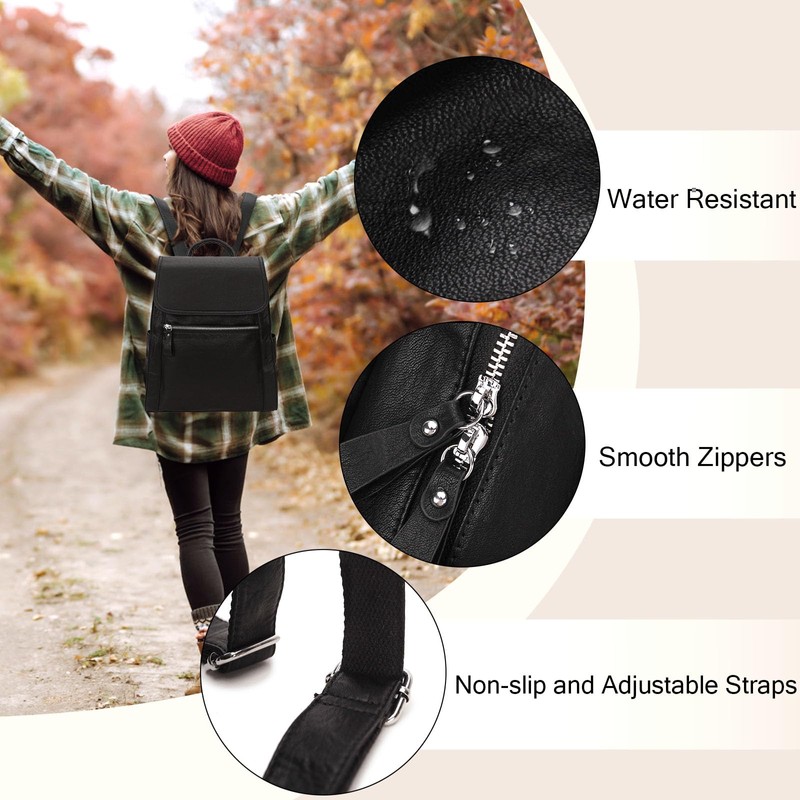 Backpack purse for women, Girls Fashion Flap Faux Leather Backpack