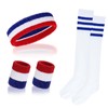 Haakong Striped Sweatbands Set Sports Headband Socks and Wristbands Sweatbands