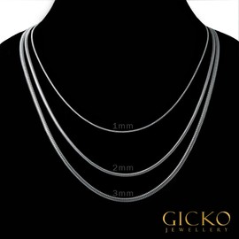 Gicko Snake Chain 925 Silver – Width in 1.2.3 mm – Silver Chains in Various Lengths: 40, 45, 50, 55, 60 cm Necklace for Men and Women V2, Sterling Silver