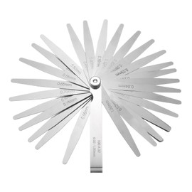 sourcing map Metric Thickness Feeler Gauge 0.02-1.0mm 32 Blades Tapered Feeler Gauge Set Stainless Steel Measuring Gap Width Tool kit for Repair Valve Guitar Spark Plug