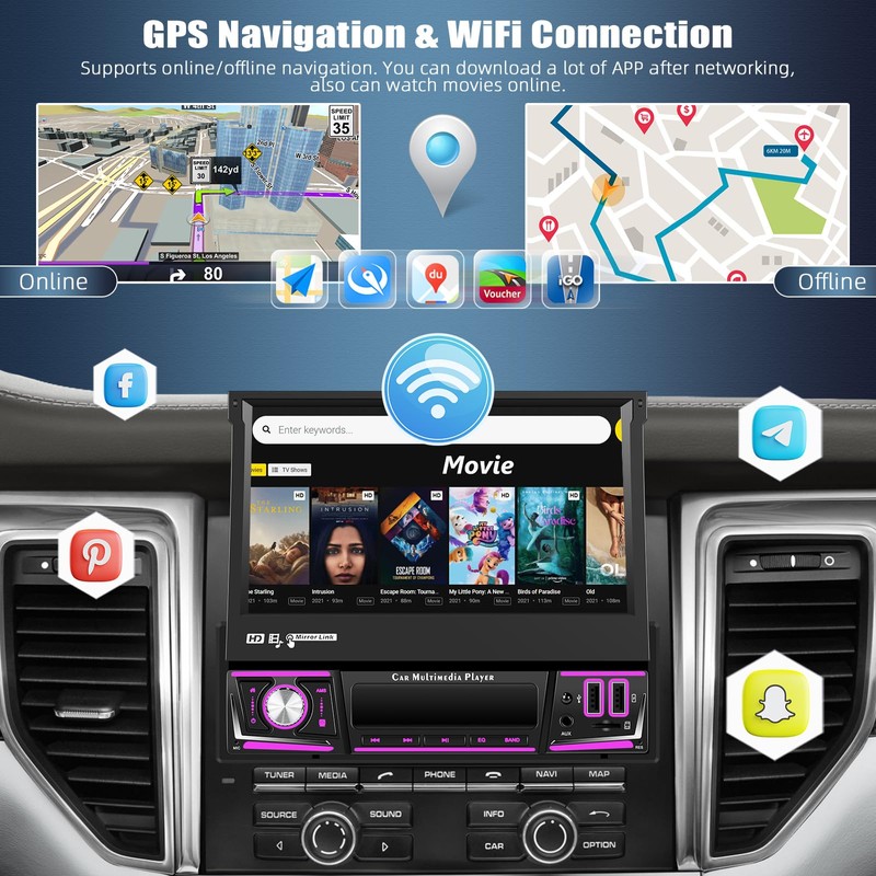 [2+64G] Android 13 Single Din Car Stereo with Wireless Carplay&Android
