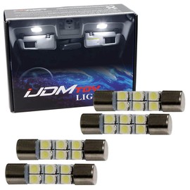 iJDMTOY 4pc White 6-SMD 29mm 6614 LED Replacement Bulbs For Car Sun Visor Flips Vanity Mirror Lights