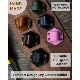 PROVBORN Leather Sunglass Holder for Car Dash One Handed, Eye Glasses Holder Organizer for Wall nightstand, Unique Gifts