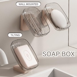 Rhys Soap Holder, Soap Tray Washbasin, Soap Holder, Soap Holder, for Bathroom, Removable, No Drilling, for Kitchen, Bathroom, Shower Room