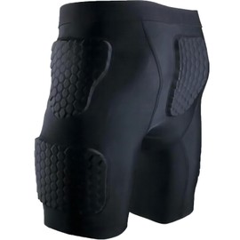 Padded Compression Shorts Padded Football Girdle Hip and Thigh Protector for Basketball ice Skating Rugby Soccer Hockey -L