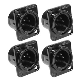 XMSJSIY 4 Pin XLR Panel Mount Plug XLR Connector Audio Speaker Microphone Connector D-type Chassis Soldering for Microphone Musical Instruments 4 Pieces (4-Pin Male)