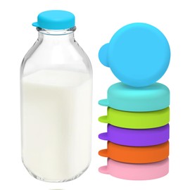 SOPHICO Tapas de botella de leche de silicona, tapas de repuesto para jarra de vidrio de 48 mm para Stanpac y Libbey y Stock Your Home y The Dairy Shoppe, a prueba de fugas, inodoras, tapas