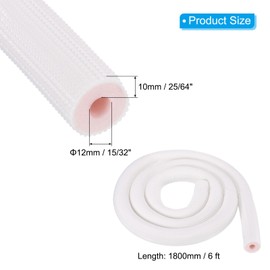 PATIKIL 12mm ID x 10mm T x 1.8m Pipe Insulation Tubing, Heat Preservation Anti Slip Insulated Foam Tube Grip for Air Conditioning Water Pipe, White, Pink