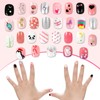 JSRQT 8Pcs Kids False Nail Tips, Full Cover Short Square