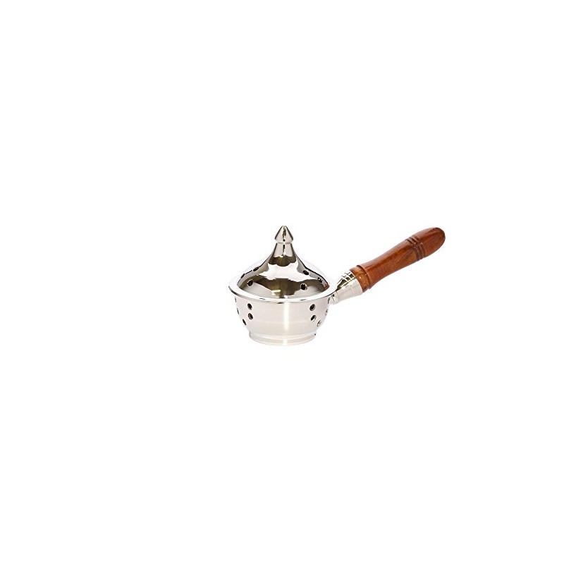 NKlaus Incense Burner Wooden Handle Incense Burner Scent Sticks nickel
