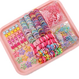 875 Pcs Hair Bands Kit, Elastic Colorful Hair Ties, Candy Colors Hair Clips