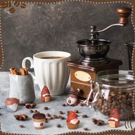 DoubleFill 60 Pcs Mini Coffee Resin Gnomes Tiny Fall Brown Gnome Statues Miniature Figurines for Hide and Seek Little Statue for Landscape Patio Yard Lawn Indoor Plant Pots Fairy Decor (Coffee Cup)