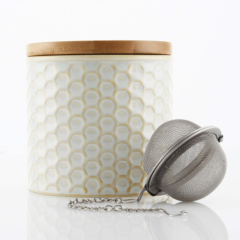 Chantal Tea Caddy with Infuser, 8 oz, White
