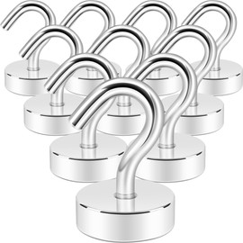 Neosmuk Magnetic Hooks, Cruise Ship Essentials, 30lb+ Heavy Duty Magnetic Hooks for Cruise Cabins, Refrigerator, Grill, Hanging, and Travel | Extra Strong Must-Haves Magnet Hook,Silver,Pack of 10