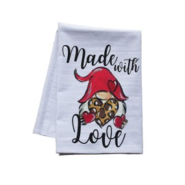 Valentine Love Premium Kitchen Towel - Extra large flour sack tea towel, dish towel, Love Coffee themed gifts for the kitchen - Made in the USA (Made with Love Gnome)