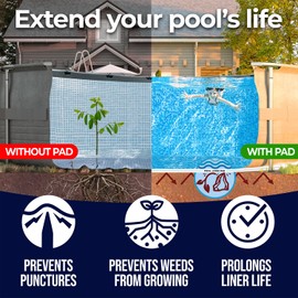 Shop Square 12-Foot-by-20-Foot Rectangle Pool Liner Pad for Above Ground Pools - Rectangle Pool Pad, Pool Ground Pad, Puncture Protection, Extend Liner Life, Durable Geotextile Material