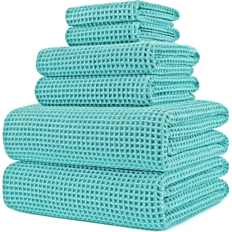 Polyte Set de 6 Toallas de Baño Microfibra Waffle Secado