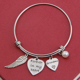 bobauna Grandma Memorial Bracelet Forever in My Heart Bracelet Sympathy Gift for in Memory of Loved One (Grandma Memorial Bracelet)