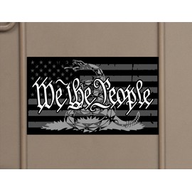 American Flag We The People Gadsden 1776 Weathered Vinyl Sticker Decal (3"x5" 2 Pack)