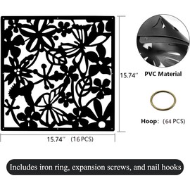 12＋4PCS KEIBIKEIDI Hanging Room Divider Screens Made of Environmentally PVC, Simple and Modern Black Hanging Panel Screen for Decoration Home, Livingroom,Bedroom, Kitchen, Dining Room,Hotel and Bar
