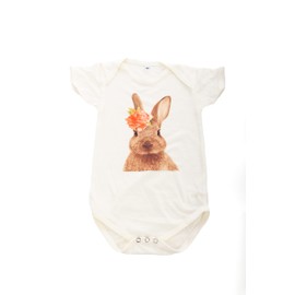 Funky Junque Unisex Baby Short Sleeve Onesies Bodysuits Cute Graphic Design Baby Essentials, Floral Bunny, S - 0-6 Months
