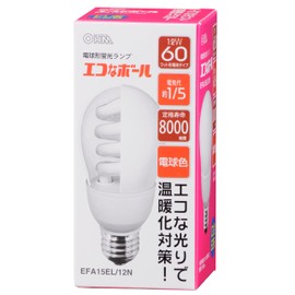 オーム(OHM) オーム電機 電球形蛍光灯 エコナボール60W形口金E26電球色 EFA15EL/12N