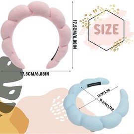 Spa Headband, Puffy Sponge Head Band Skincare Makeup Headbands for Washing Face, Facial Mask, Skin Care Shower Makeup Removal Women Girls Hair Accessories (Pink)