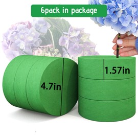 Max Shape 6Pcs Floral Foam Round Blocks, Large Wet and Dry Green Foam for Artificial and Fresh Flower Arrangement,Flower Foam Blocks for Wedding Party Decorations (4.7 Inch)