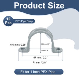 PATIKIL 1 Inch Plastic Conduit Clamp, 12 Pcs PVC Pipe Strap 2 Holes Conduit Strap Plastic Pipe Supports for PVC Pipes Conduit Cables, Gray