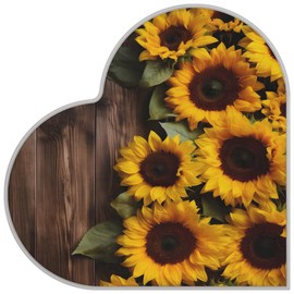 Heart Shaped Rug Shaggy Thickened Carpet Spring Non-Slip Doormat Soft Area Rug Living Room Sofa Bedroom Bathroom Home Decor Gifts 31.5 x 31.5 inches Wood Sunflower Pattern(7)