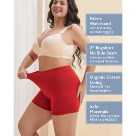 Goat Union 2" Period Underwear Boxer Briefs Boy-shorts, Organic Cotton Lining, Hi-Waisted & Heavy Flow, FSA HSA Approved,Lava Fall, 2XL