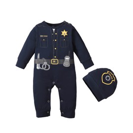 Singcoco Newborn Boy Girl Costume Outfit Baby Police Officer Romper (Cop-Long,0-3 Months)
