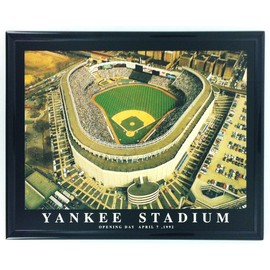 Framed NY Yankees Opening Day April 7, 1992 Aerial Yankee Stadium Print Wall Art