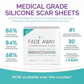 Fade Away Fade Away Scars - El Rollo De Láminas De Silicona Original Para Cicatrices- Tamaño Personalizado Grado Médico- Hojas De Silicona Efectivas P
