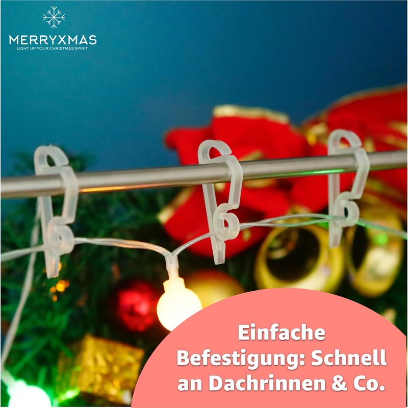 MERRYXMAS 50 x Hook Fairy Lights Holder & Light Curtain