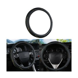 BELOMI Car Steering Wheel Cover, Anti Slip Leather Breathable Vehicle Protector, Comfortable Grip Automotive Interior Protective Guard Accessories, Universal for SUV, Sedan, Truck (Black/Multicolor)