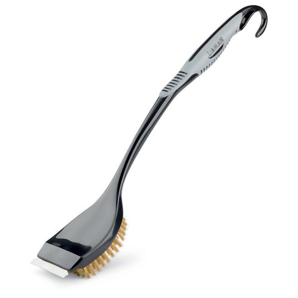Libman Commercial 529 Long Handle Grill Brush with Scraper, Brass Fibers, 18" Total Length, Black and Gray (Pack of 6)