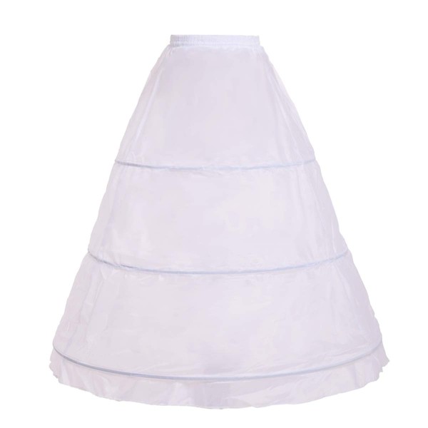 BLESSUME Victorian 3 Hoop Petticoat (White petticoat, One Size(Waist Around