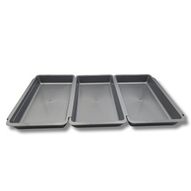 3 PAGEN® Breading Set of 3 Silver Breading Bowls Set of 3 Breading Bowls for Breading 27 x 16 x 3.5 cm Breading Street Schnitzel for Meat, Fish and Vegetables, Stackable, Plastic