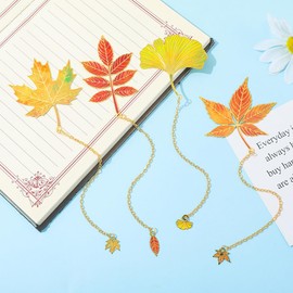 Marcadores creativos de hojas clásico – Marcadores de cobre de metal dorado, hoja de arce Ginkgo Biloba, regalo de símbolo especial, regalo de graduación de cumpleaños para amigos, lectores pequeños