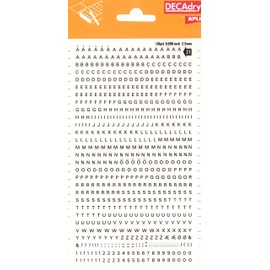 Transferable Letters and Numbers, Black, Letters and Numbers, 2.5 mm, Black