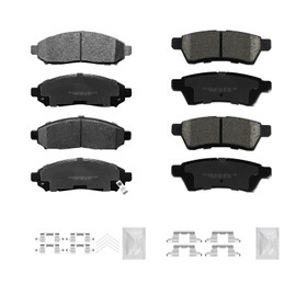 Fraxle Front and Rear Ceramic Brake Pads Set with Hardware For 2005-2021 Nissan Frontie, Xterra, 2009-2012 Suzuki Equator