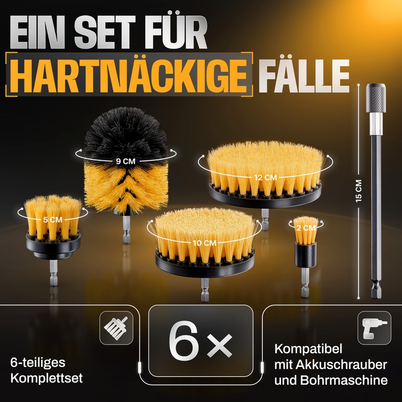 VJM-STORE Brush Attachment Cordless Screwdriver [Set of 6] Medium Hardness