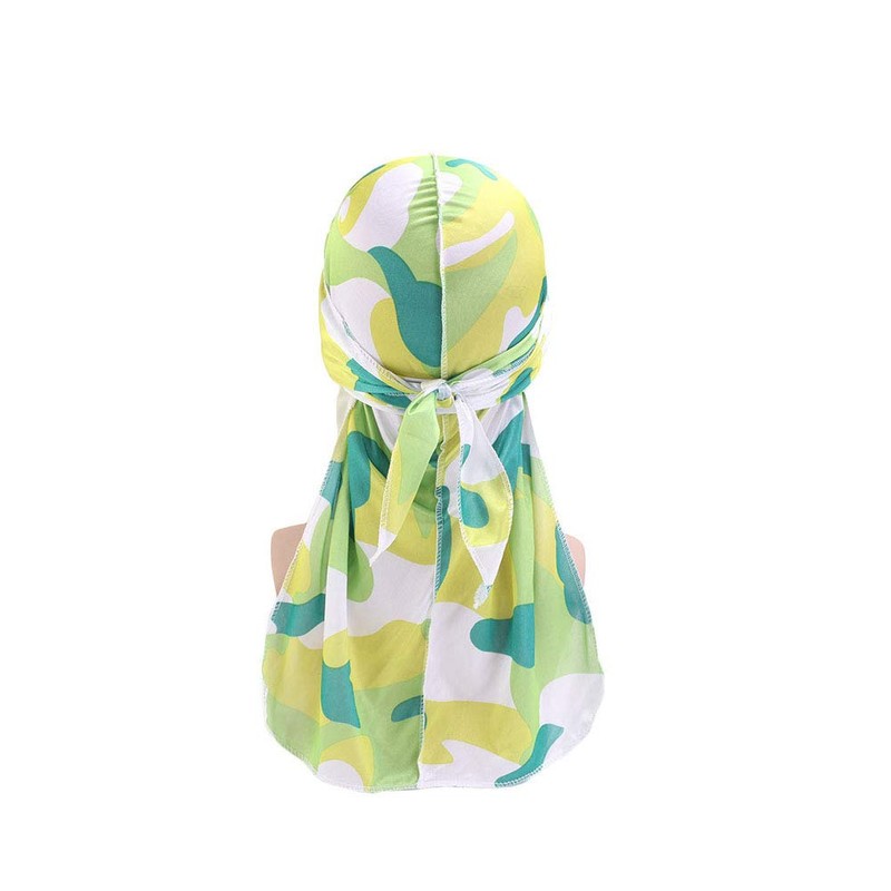 2PCS Camouflage Silky Durags for Men Women, Long Tail Durag