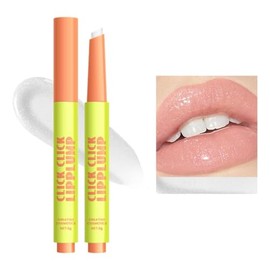 Lip Gloss Plump Labial Hidratante Brillo de Labios Bálsamo Labial Sólido Hidratante Bálsamo Labial Larga Duración Hydrating Lip Gloss & Balm Hybrid with Peptides, Click Lip Balm for Plumps & Moisturizes Labios Secos Agrietados (01#, M)