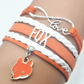 HCChanshi Fox Bracelet Jewelry Infinity Love Fox Gifts Fox Jewelry Bracelet Gifts For Fox Lover, Fox Valentine Gifts, Fox Themed Gifts, Fox Wedding Gifts (Orange and White)
