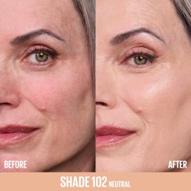 Maybelline Lifter Plump & Glow Foundation, Liquid Foundation with 2% Niacinamide + Hyaluronic Acid, Plumping and Brightening Face Makeup, 102, 1 Count