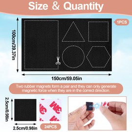 NVGVUP Magnetic Blackout Blinds Stick On 100X150CM, Blackout Material, Portable Black Out Blinds Curtains Cuttable, No drilling 24 Rubber Magnets, for Shading Interior Windows & Skylights